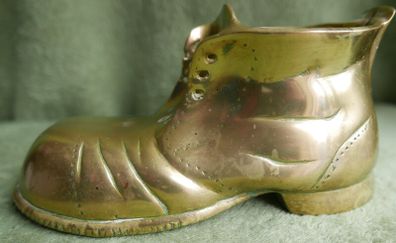 Vintage Large Brass Boot, Very Heavy, Solid Brass, Vintage Brass Ornament