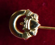 Vintage Claddagh Ancient Style Celtic Gold Filled Stick Pin Lapel Pin