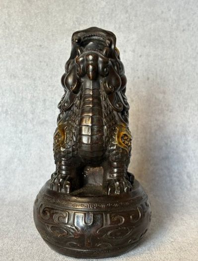 Chinese Guardian Lion - Bronze, Gold Accents