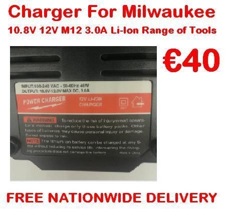 12V Charger For Milwaukee Range of Tools