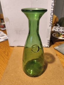 Vintage  green glass decanter, tavern bar decor, wine carafe Or as vase. 75 ml.