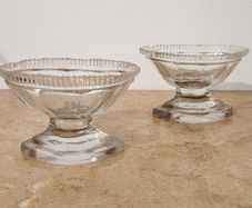 18th Century pair of anglo irish cut crystal salt cellars