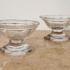 18th Century pair of anglo irish cut crystal salt cellars