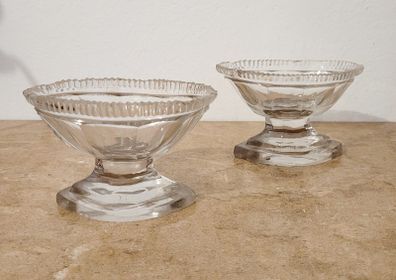 18th Century pair of anglo irish cut crystal salt cellars