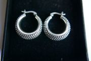 Vintage 925 Sterling Silver Antique  Hoop Earrings 21,3g
