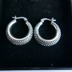 Vintage 925 Sterling Silver Antique  Hoop Earrings 21,3g