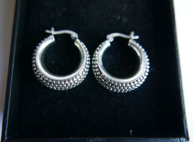 Vintage 925 Sterling Silver Antique  Hoop Earrings 21,3g