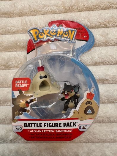 Pokemon Battle Action Figure 2-Pack Alolan Rattata and Sandygast damaged Box Please see photos