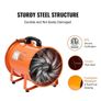 300mm Portable Ventilator, 2 Speed 2894CFM High-Velocity Industrial Utility Blower Fan with 10m Flexible Duct Hose, Exhaust Axial Fan for Basements, Workshops, Warehouses, Orange Image 3