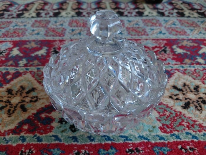 Antique French Baccarat glass bowl with lid