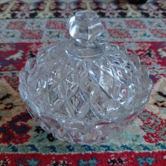 Antique French Baccarat glass bowl with lid