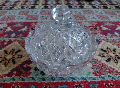 Antique French Baccarat glass bowl with lid