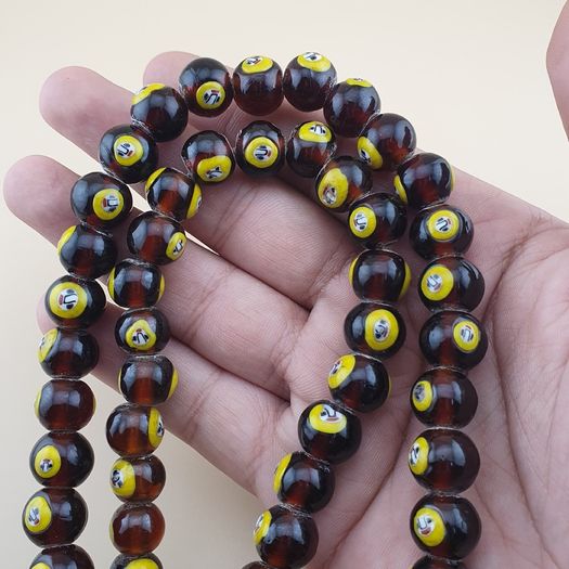 Vintage Venetian African Style Face Glass Beads Necklace 20 inches long
