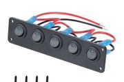 5 Switch 20A blue circular joystick switch panel with 3-pin aluminum waterproof 12V, suitable for cars, trucks, Camper Van boats, RVs, yachts, etc