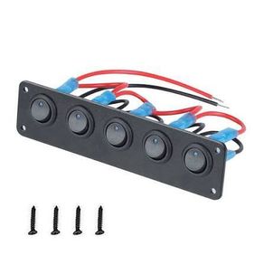 5 Switch 20A blue circular joystick switch panel with 3-pin aluminum waterproof 12V, suitable for cars, trucks, Camper Van boats, RVs, yachts, etc