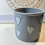 Ceramic Plant Pot with white Hearts Image 2