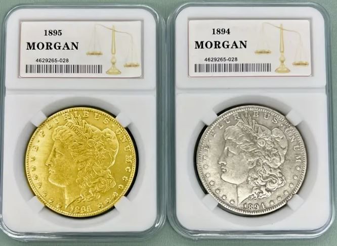2PC  1894 Silvery + 1895 Golden 1 Dollar. New, unopened.