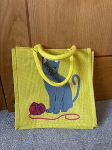 Eco Friendly Jute Bag with Cat Design