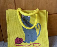 Eco Friendly Jute Bag with Cat Design