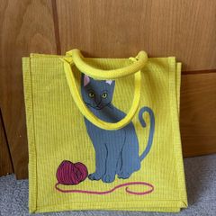 Eco Friendly Jute Bag with Cat Design