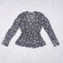 Second Female Black White Floral V-Neck Long Sleeve Peplum Blouse Top Size XS Image 9