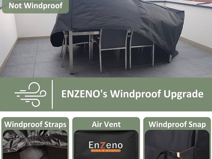 Outdoor Garden Furniture Covers Waterproof with Air Vent, Patio Table and Chair Set Cover, Heavy Duty Oxford Fabric 200X160X74cm