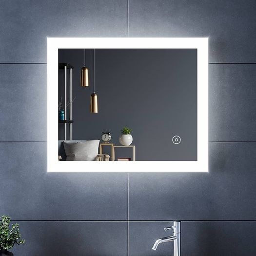 NEW SALE | 600x500mm Bathroom Mirror With Lights, Horizontal Vertical/Sensor Switch LED Illuminated Bath Vanity Wall-Mounted Mirrors