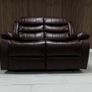 3+2 Brown & Cream Leather Recliner Sofa Set Image 5