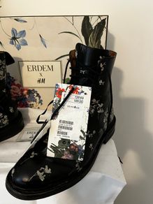 Navy Designer Erdem for H&M biker boots