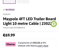trailer board with lights 6m cable