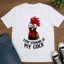 Funny Rooster T-Shirt Stop Staring At My  Novelty Adult Humour Tee  Large Image 3