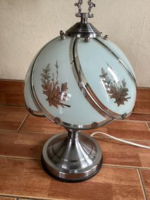 Rare Silver metal Touch  lamp with 6 panels and leaf design
