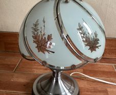 Rare Silver metal Touch  lamp with 6 panels and leaf design