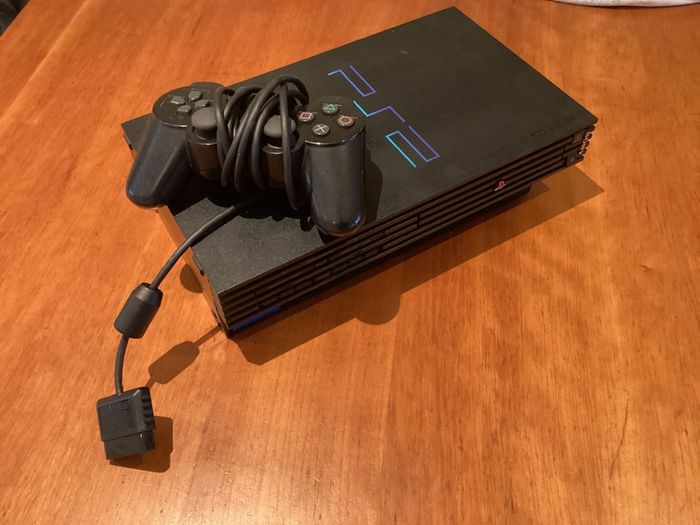 Sony PlayStation 2 Console - Black with Official Controller & Cables - Tested & Working