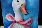 Original Painting  Duck with a Ribbon.