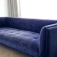 Modern Navy Velvet 3 seater Sofa