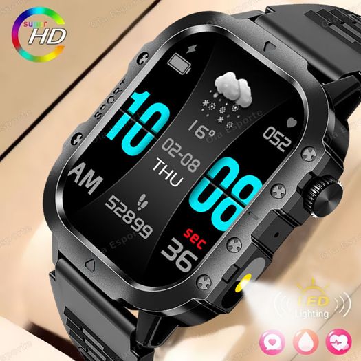 Military Smart Watch for Men 1.96 Inches Outdoor Sports Smartwatch with Answer/Make Call,Fitness watch,Blood Oxygen,Heart Rate and Sleep Monitor Compatible with iPhone and Android