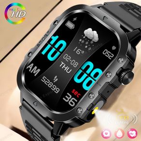 Military Smart Watch for Men 1.96 Inches Outdoor Sports Smartwatch with Answer/Make Call,Fitness watch,Blood Oxygen,Heart Rate and Sleep Monitor Compatible with iPhone and Android