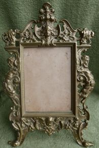 Antique Art Nouveau  Brass  Photo Frame with stand. Spain 1890-1915