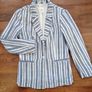 H&M Linen Blend Blue Striped Blazer XS Summer Casual Jacket Image 2