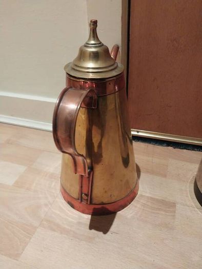 Unusual coffee pot brass & copper