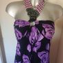 Lili maxi black purple floral halterneck dress size UK10/12 EU38/40 Postage included Image 3