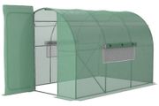 Walk-In Polytunnel Greenhouse Plant Gardening Poly Tunnel Hot House with Door and Mesh Windows, 3x2x2 m, Green