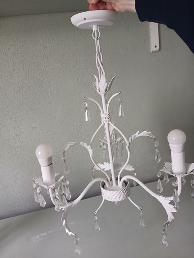 2 White crystal chandelier lights
