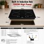 Induction Hob 60cm, 4 Zone Electric Cooktop, 7000W Built In Hob, Hardwired Installation No Plug, Touch Control, Booster, Timer, Child Lock, Auto Shut-Off, Black Glass  Star Burst Zone Design Image 6