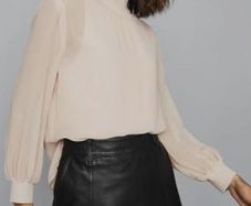 REISS Sandrine High neck semi sheer long sleeve top Sz M (Fit 10-12 UK) Bnwt Rrp 115