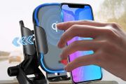 15W Qi Fast Wireless Car Charger with Auto-Clamping Holder Black.