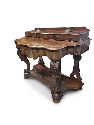 victorian mahogany serpentine console table