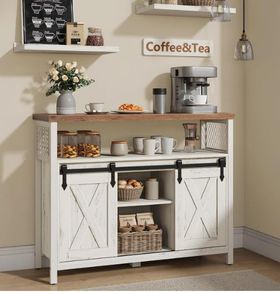 Sideboard Kitchen Cabinet Storage Cabinet with 2 Sliding Doors Adjustable Shelves