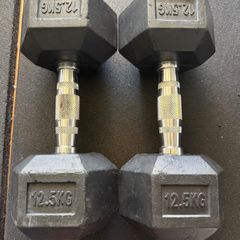 Weights - 2 x 12.5KG Hex Dumbbells